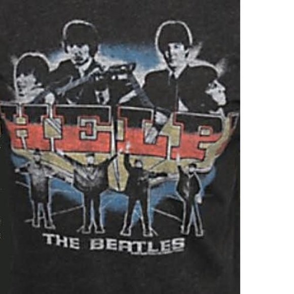 Junk Food The Beatles T-Shirt HELP! Lennon McCartney rock Official L NWT - Picture 2 of 2